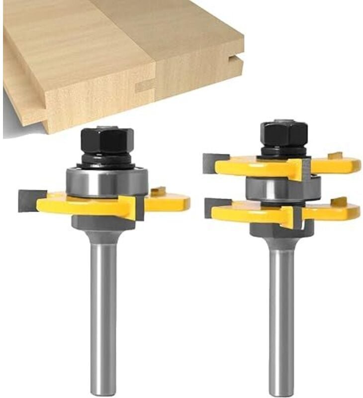 Thumbnail - Shining House - 8-mm-Schaft, verschiedene Nut- und Federmesser-Set, T-förmiges 3-Zinken-Holzbearbeitungswerkzeug (8 mm)