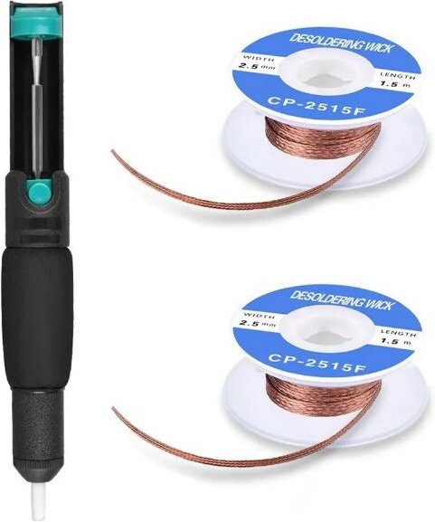 Bluedeer - Entlötpumpe und Entlötgeflecht 21 cm Entlötwerkzeug mit 2 Geflechten und 1 Entlötpumpe, Lötreinigungsset zum ...