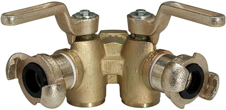 Doppelkükenhahn, 2 Abgänge, Hebelanschlag, Entlüftung, g 1 ig - Riegler