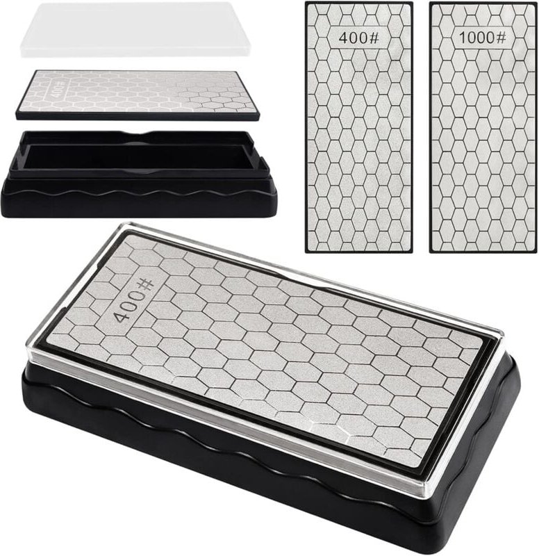 Thumbnail - Soekavia - Doppelseitige Diamant-Schleifplatte für Schleifstein, Schleifstein mit 400er/1000er Körnung, 150 x 63 mm exte...