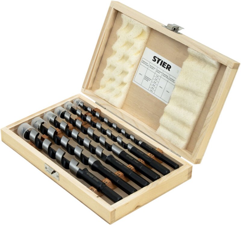 Schlangenbohrer Tieflochbohrer Set 6-teilig 155 / 235 mm 10 - 20 mm Federstahl - Stier