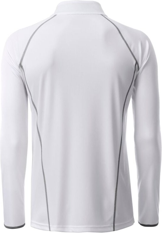 James&nicholson - jn Men's Sports Shirt Longsleeve JN498 white/silver, Größe xxl