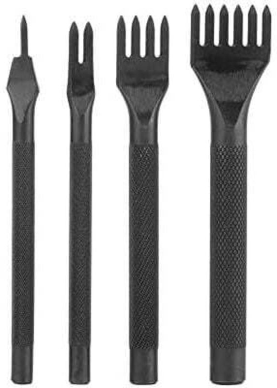 Ulisem4-teiliges Lederlochstanzer-Nähwerkzeug, gezackte Schnürperforationswerkzeuge, Lederhandwerk, Krallenlochnähen (1 ...