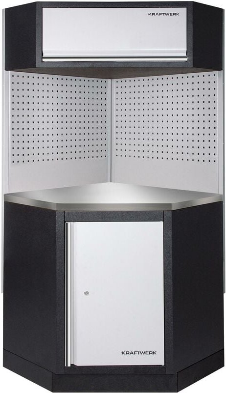 Mobilio Kompakt-Eckelement mit Lochwand, Edelstahl 430