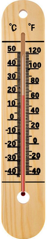 Traditionelles Raumthermometer aus Holz zur Messung der Umgebungstemperatur, kann im Innen- und Außenbereich verwendet w...