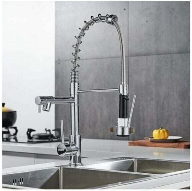 Rubinetto da cucina girevole a 360°, rubinetto da cucina in ottone cromato, miscelatore da cucina a doppio getto con get...