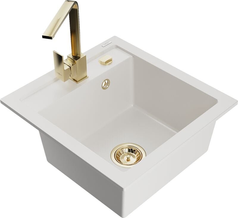 Vito 1-Becken-Granit-Spüle mit Mischbatterie Rita, Weiß - 6503-20-670300-50 - Mexen