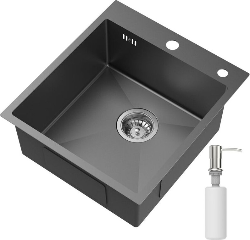 Edelstahl Küchenspüle 44 x 49 cm Einbauspüle Küchenspüle für ab 45 cm Unterschrank, Küchenspülbecken, Edelstahlspüle, in...