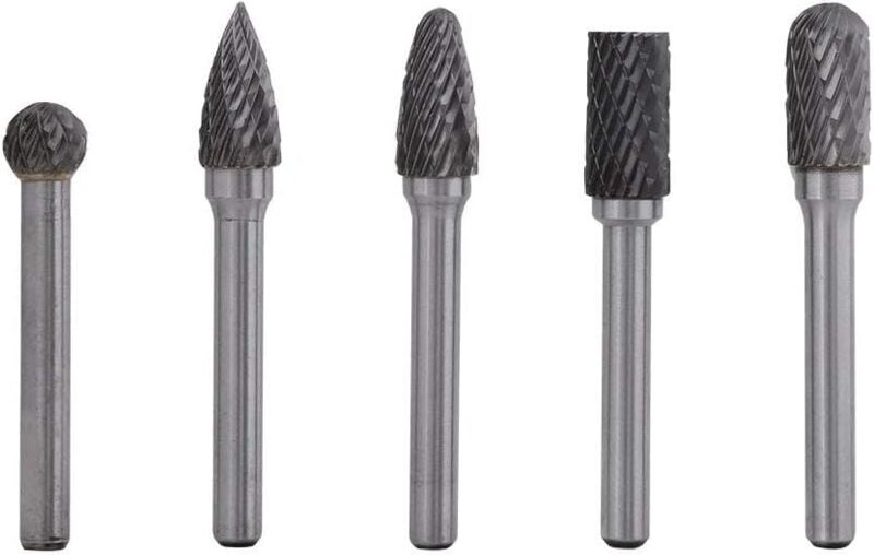 Thumbnail - ZVD - 5-teiliges Wolframkarbid-Frässtift-Set – Doppelschnitt, 6 mm Schaft, 10 mm Kopf, Bohr-/Schleifwerkzeug