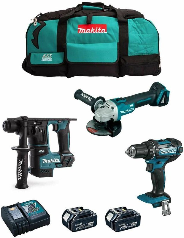 Makita - Kit MK301 (DDF482 + DHR171 + DGA504 + 2 x 5,0 Ah + DC18RC + LXT600)