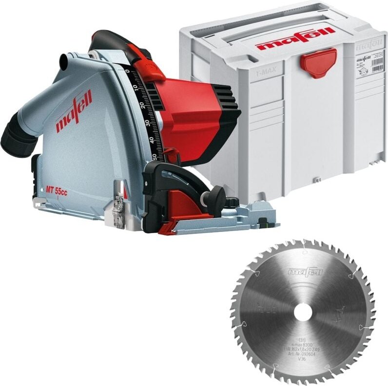 Mafell Tauchsäge MT 55 cc Fan Set MT 55 cc im MidiMAX und Sägeblatt KSB-WF162 GT