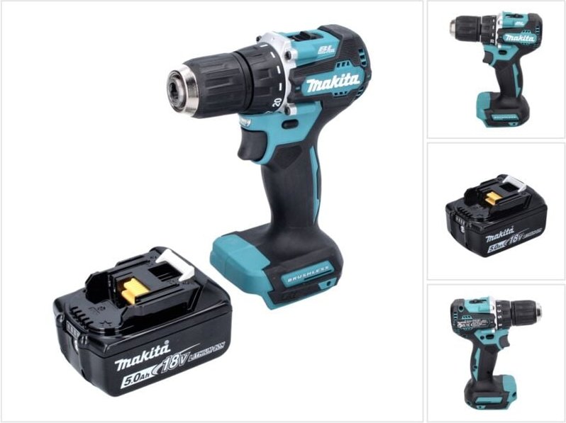 Makita DDF 487 T1 Akku Bohrschrauber 18 V 40 Nm Brushless + 1x Akku 5,0 Ah - ohne Ladegerät