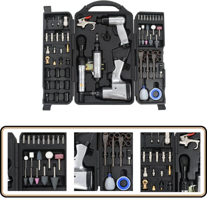 70-tlg. Druckluftwerkzeug-Set - Druckluftwerkzeug - Werkzeugkasten - Handwerksausrüstung - Schraubenzieher - Bohrer