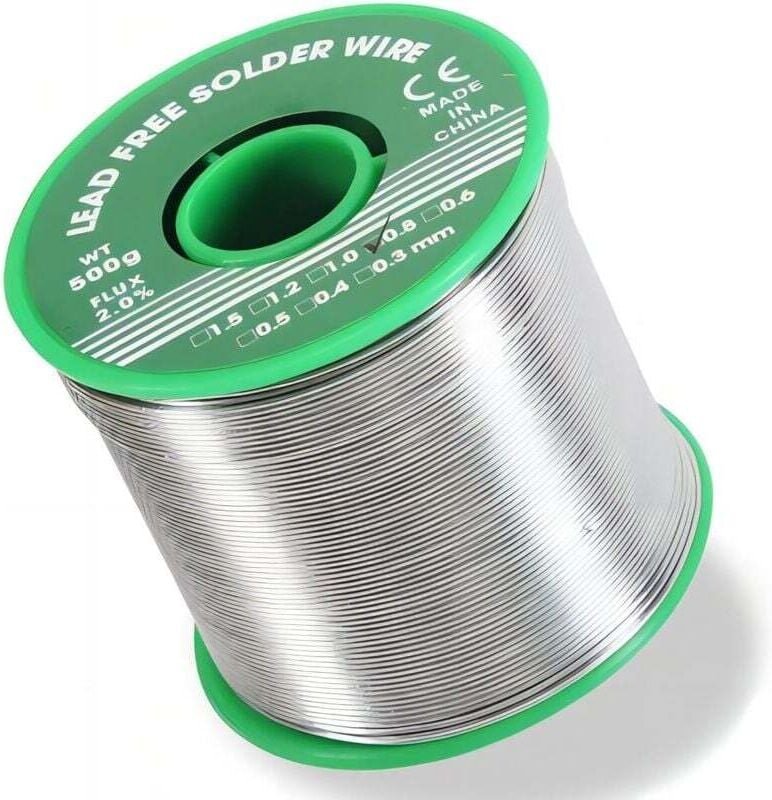 Fil à souder électronique 0,8 mm, 500 g, fil à souder électronique, sans plomb, avec noyau de colophane, pour la réparat...