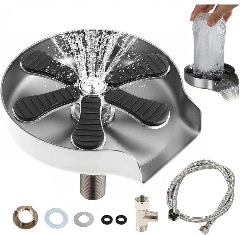 Spülbecken-Glasspüler für Küchenspüle, Edelstahl-Glasspüler, Wasserflaschen- und Kaffeetassenreiniger, Glasreinigungswer...