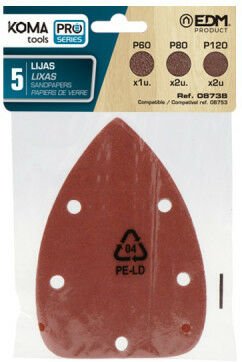 EDM - 5 Schleifpapiere koma - für Dreieckschleifer 08753 - 08738