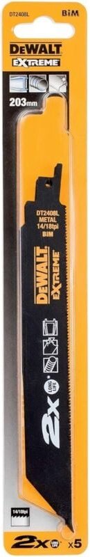 Zubehör - extreme Metall Säbelsägeblätter, 203 mm, 5 Stück DT2408L - Dewalt