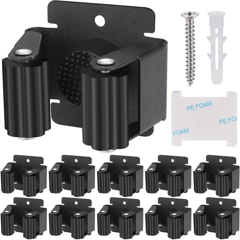 10 Stück Gerätehalter. Wandbesenhalter. Wandbesenhalter. Gartengerätehalter. Wandhalterung für Wischmopp. Besen. Schaufe...