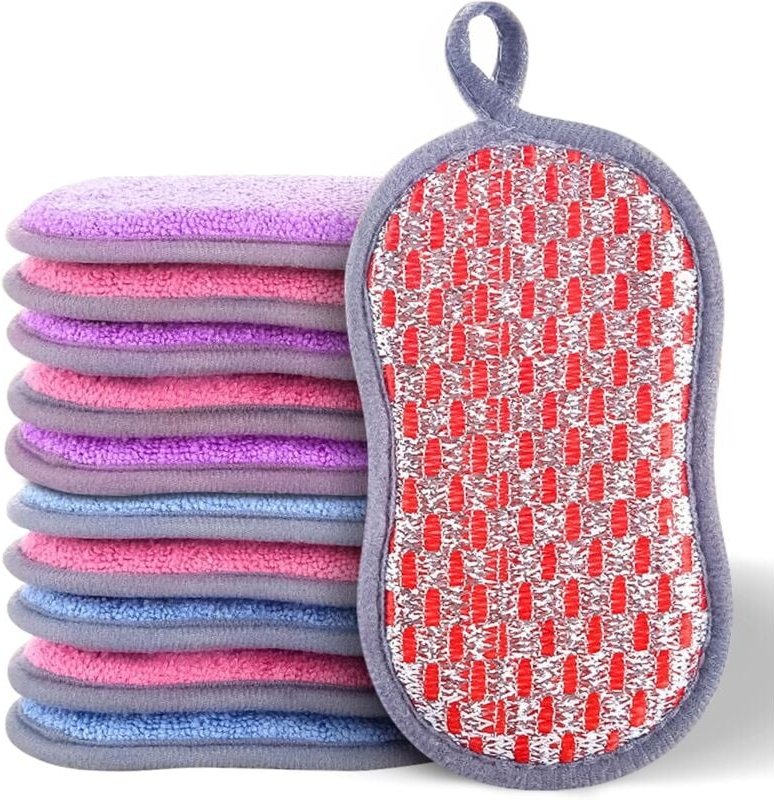 Ersandy - 10 bunte Reinigungsschwämme, hochwertige, kratzfeste wiederverwendbare Geschirrspülschwämme für Küche, Badezim...