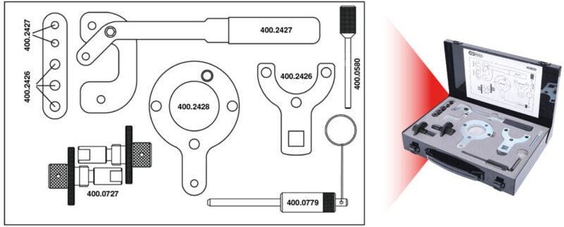 Motoreinstell-Werkzeug-Satz für Fiat / Ford / Opel / Suzuki, 12-tlg