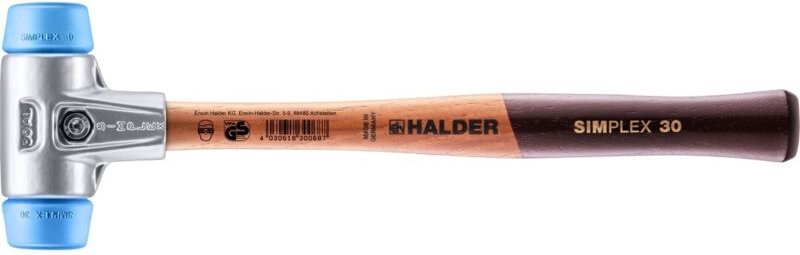 SIMPLEX-Schonhammer, TPE-soft mit Aluminiumgehäuse und hochwertigem Holzstiel D=30 mm 3101.030