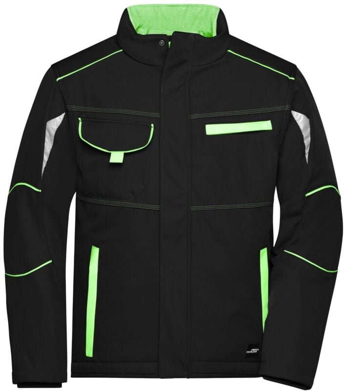 James&nicholson - Softshelljacke mit warmem Innenfutter JN853 Gr. 5XL black/lime-green