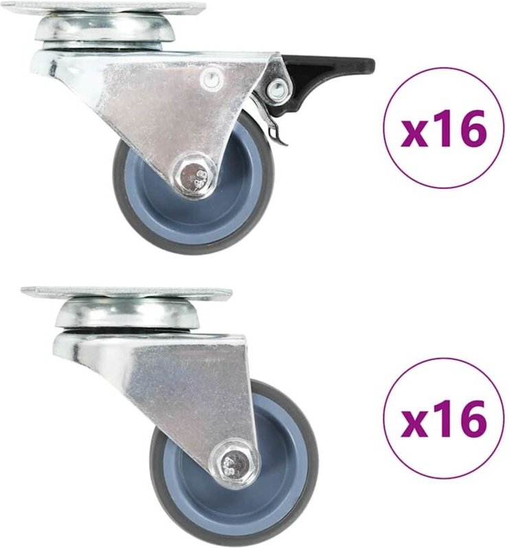 Thumbnail - 32 Stk. Lenkrollen mit Zwillingsrad 50 mm Vidaxl