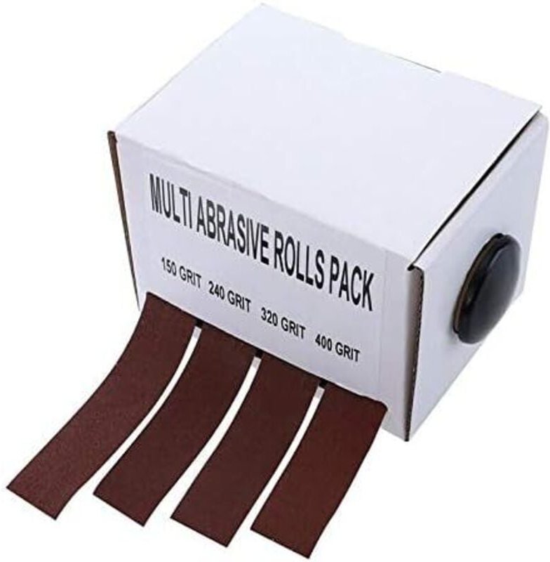 Schleifpapier, 4-teiliges Schleifpapier-Vielfaltspaket, Körnung 150, 240, 320, 400, mit Spender, ziehbare Schmirgelleine...