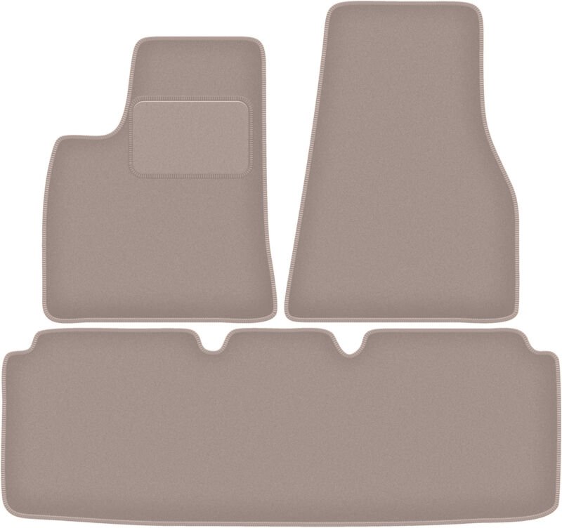 Beige Velours-Fußmatten für: Tesla Model S II Limousine (2016-)
