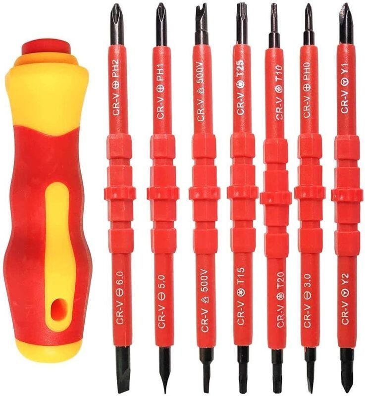 7-teiliges isoliertes Elektriker-Schraubendreher-Set, solides, elektromagnetisch isoliertes Schraubendreher-Set, 500 v, ...