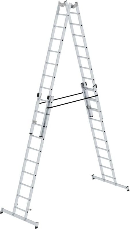 Günzburger Steigtechnik - Sprossen-Stehleiter 4tlg. mit nivello-Traverse 4 x 10 Sprossen - 033040