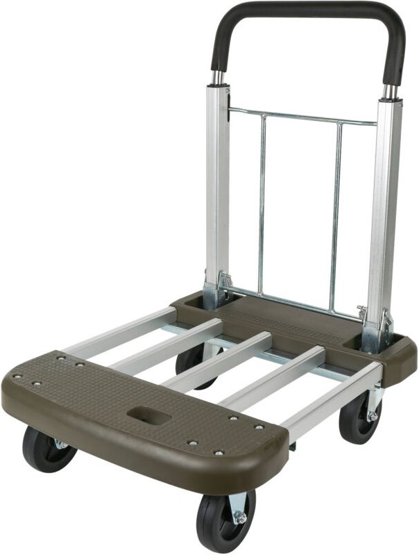 Plattformwagen, Verstellbar, Tragkraft 150 kg, Transportwagen klappbar, Aluminium, mit ausziehbarem Griff, Transporthilf...