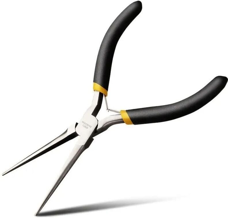 6-Zoll-Mini-Spitzzange mit bequemen Griffen, Präzisionszange mit extra langen, konischen, nicht gezahnten Backen für die...