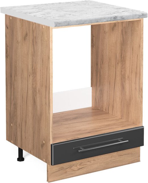 Vicco - Herdumbauschrank Fame-Line, Anthrazit Hochglanz, 60 cm , ap Marmor