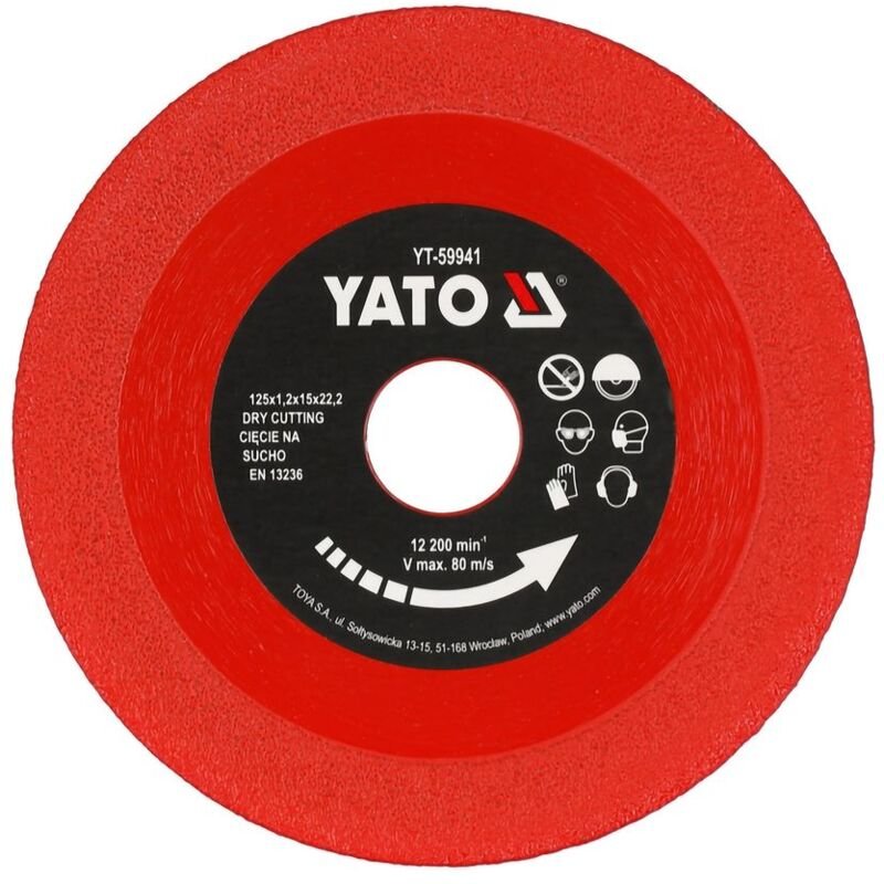 YATO Diamant Trennscheibe Glas, Keramik, Fliesen, Terrakotta, Steingut, Kunst- und Naturstein Winkelschleifer +Ø 125x22....