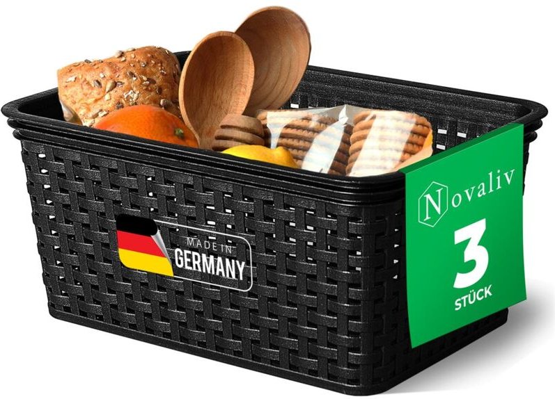 3x Novaliv Aufbewahrungsbox 3x Aufbewahrungskorb Rattan