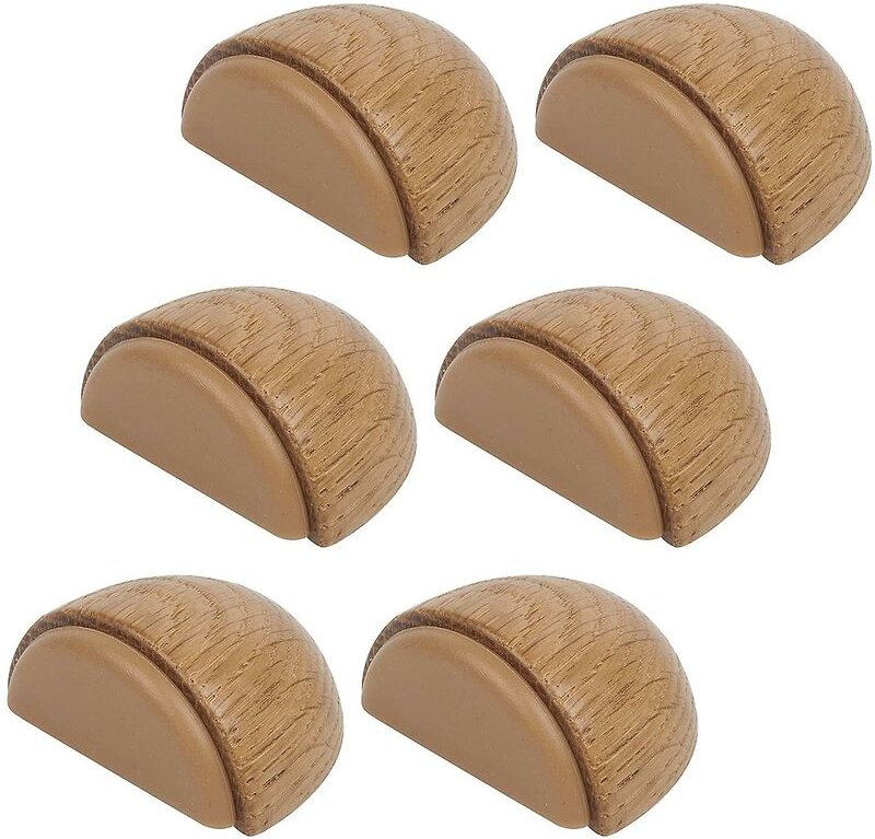 6er-Set selbstklebender Türstopper aus Holz für Bodenbeläge und Parkett - selbstklebender Türstopper (Eiche natur)