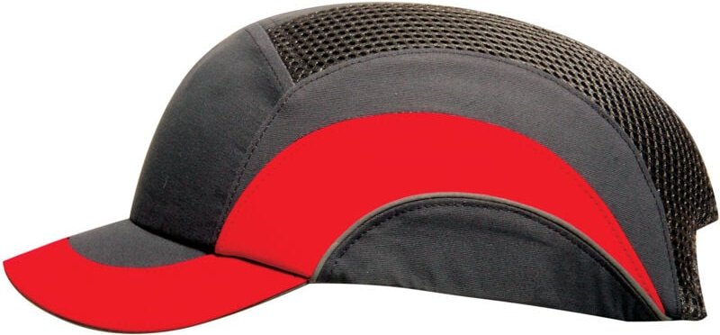 Sicherheitskappe Hardcap A1+ mit kurzer Visier – 5 cm Grau/Rot
