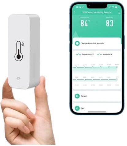 WiFi-Thermometer-Hygrometer-Sensor, kabelloser Temperatur- und Feuchtigkeitsmonitor für Zuhause, Echtzeit-Fernüberwachun...