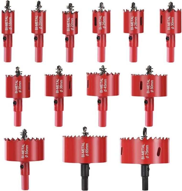 Glasglocke aus Bi-Metall, Trepan-Gehäuse, 13 Stück (mit kleinen Ringen, Klammern, Zubehör und Zubehör) Lame de Scie Ø18–...