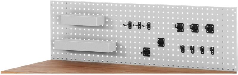 Lochplatte BxTxH 2000x15x450mm inkl. 12-teiligem Werkzeuhhalterset und 2 Ablagekästen - Stier