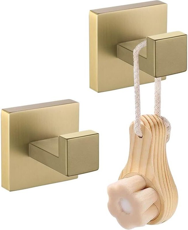 Sollbry - Badezimmer-Zubehör, Handtuchhaken, gebürstetes Gold, Kleiderhaken, robuster Kleiderbügel, moderne Küche, Garag...