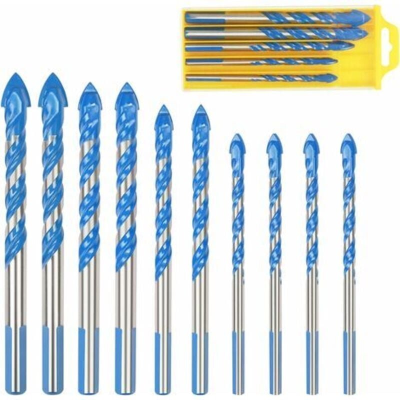 Thumbnail - Bohrer für Glasfliesen, 10 Stück, dreieckig, aus mehreren Materialien, für Porzellan und Metall, für Glasfliesen, Marmor...