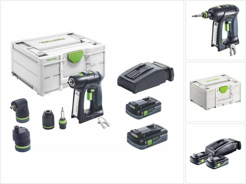 Thumbnail - Festool C 18 HPC 4,0 l-Set Akku Bohrschrauber 18 V 45 Nm Brushless ( 576993 ) + 2x Akku 4,0 Ah + Ladegerät + Exzentervor...