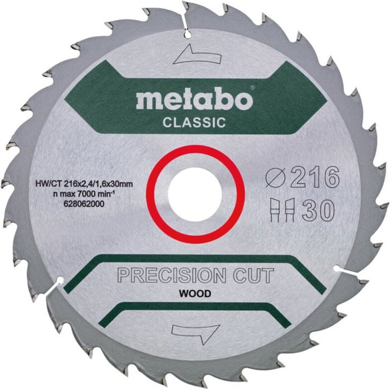 Metabo - Sägeblatt 'precision cut wood - classic', 216x2,4/1,6x30, Z30 wz 22°
