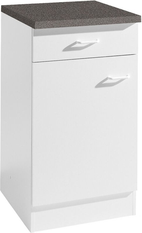 Lomadox - Küchen-Unterschrank 1-türig SALERNO-03 Weiß Breite 40 cm