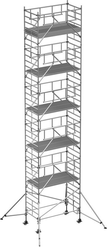 Zarges Fahrgerüst MultiTower S-PLUS 2T mit Auslegern, doppelte Plattformbreite 1,80m Plattformlänge 12,35m AH