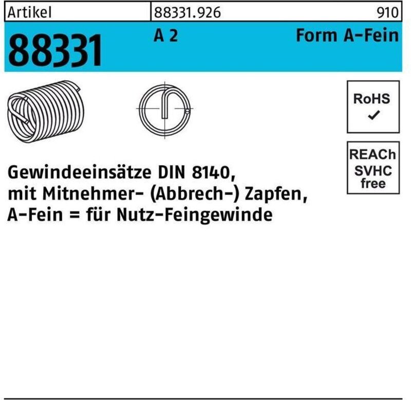 Thumbnail - Gewindeeinsatz r 88331 Form A-Fein m 16x1,5 x24 a 2