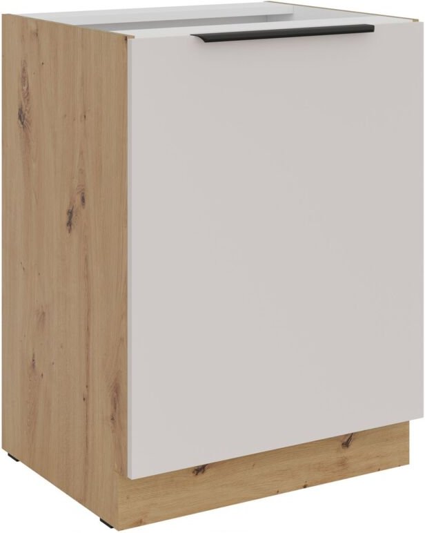 Küchen Unterschrank 60 cm Küche SOLANO Kaschmir beige matt + Eiche Artisan matt Küchenzeile Küchenblock Küche Einbauküch...