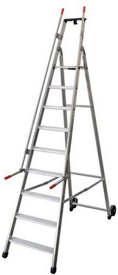 Escabeau roulant 12 marches - Hauteur de travail max. 4,76m - QM-12